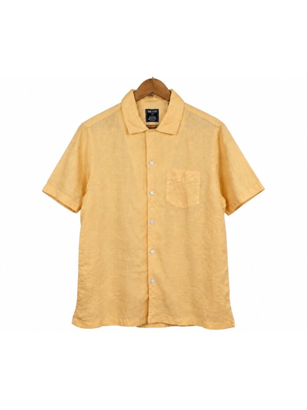 Todd Snyder Baird McNutt Irish Linen Shirt Mens M Yellow Short Sleeve Portugal